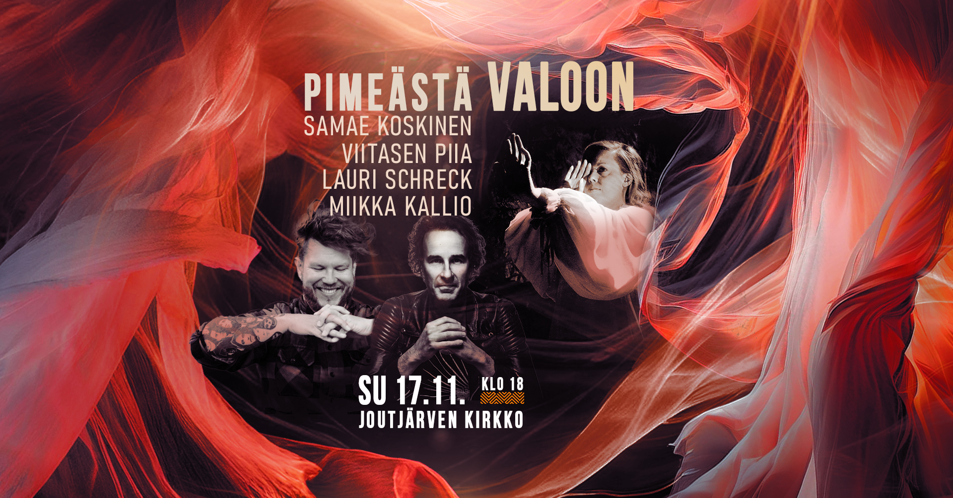 Joutjärven kirkossa järjestettävän Pimeästä valoon -tapahtuman mainoskuva.