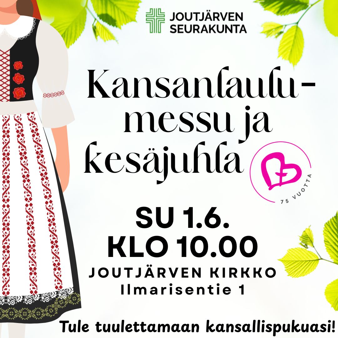 Kansanlaulumessu ja kesäjuhla Kuvassa tilaisuuden mainos